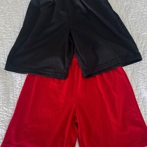 2 Pair BCG Kids Black and Red Sports Shorts